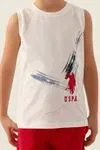 4-15 Yaş Lisanslı Us Polo ASSN Erkek Çocuk Takım -Ekru
