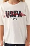 4-15 Yaş Lisanslı Us Polo ASSN Kız Çocuk Takım -Ekru