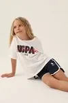 4-15 Yaş Lisanslı Us Polo ASSN Kız Çocuk Takım -Ekru
