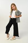 3-8 Yaş Plaid Borçka Kız Çocuk 3'Lü Takım -Siyah-