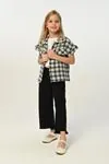 3-8 Yaş Plaid Borçka Kız Çocuk 3'Lü Takım -Siyah-