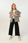 3-8 Yaş Plaid Borçka Kız Çocuk 3'Lü Takım -Siyah-