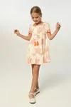 3-8 Yaş Madonna Flower Kız Çocuk Elbise -Oranj