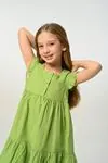 3-8 Yaş Green Garden Kız Çocuk Elbise -Yeşil