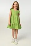 3-8 Yaş Green Garden Kız Çocuk Elbise -Yeşil