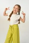 3-8 Yaş Maçka Kız Çocuk Pantolonlu Takım -Ekru-
