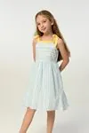 3-8 Yaş Line Yellow Kız Çocuk Elbise -Bebe Mavisi