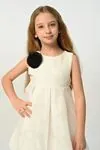 3-8 Yaş Gala Kız Çocuk Elbise -Ekru