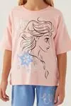 3-9 Yaş Lisanslı Elsa Frozen Kız Çocuk Takım -Pembe