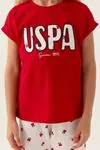 4-15 Yaş Lisanslı Us Polo ASSN Kız Çocuk Takım -Kırmızı