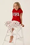 4-15 Yaş Lisanslı Us Polo ASSN Kız Çocuk Takım -Kırmızı