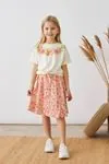 4-8 Yaş Flower Garden Kız Çocuk Etekli Takım -Krem