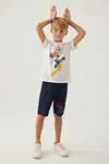 3-9 Yaş Lisanslı Looney Tunes Erkek Çocuk Takım -Ekru