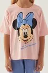 3-9 Yaş Lisanslı Minnie Mouse Kız Çocuk Takım -Pudra