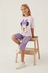 3-9 Yaş Lisanslı Minnie Mouse Kız Çocuk Takım -Mor