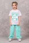 4-9 Yaş Tokyo Positive Kız Çocuk T-Shırt -Mint