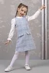 4-9 Yaş Madonna Kız Çocuk Elbise Takım -Mavi