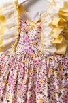 2-5 Yaş Daisy Flower Kız Çocuk Elbise -Sarı
