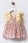 2-5 Yaş Daisy Flower Kız Çocuk Elbise -Sarı