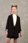 9-14 Yaş Colors Nişantaşı Kız Çocuk Blazer Takım -Siyah