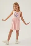 3-9 Yaş Lisanslı Frozen Elsa Kız Çocuk Elbise - Somon