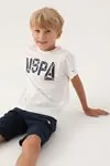 4-15 Yaş Lisanslı Us Polo ASSN Erkek Çocuk Takım -Ekru