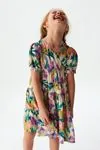 4-8 Yaş Pastel Rosa Kız Çocuk Elbise -Lila