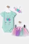 6-18 Ay Princess Kız Bebek 3'Lü Takım -Mint