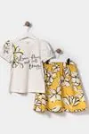 4-7 Yaş Flower Cute Kız Çocuk Takım -Sarı