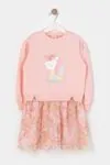 4-7 Yaş Dream Unıcornn Kız Çocuk Sweat Elbise -Pembe