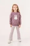2-5 Yaş Miff Hello Kız Çocuk Taytlı Takım -Mor