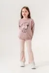 2-5 Yaş Happy Day Kız Çocuk Taytlı Takım -Koyu Pudra-