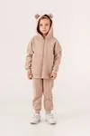 2-5 Yaş Cotton Bear Erkek Çocuk Hırkalı Takım -Latte