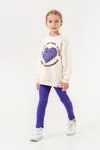 4-7 Yaş Smıley World Kız Çocuk Taytlı Takım -Mor