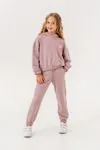 6-9 Yaş Pink Flower Kız Çocuk Eşofman Takım -Pudra-