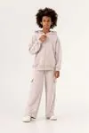 9-12 Yaş Cotton Parislora Kız Çocuk Hırkalı Takım -Lavanta-
