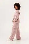 9-12 Yaş Cotton Parislora Kız Çocuk Hırkalı Takım -Pudra-
