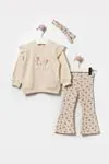 9-24 Ay Daisy Flowers Kız Bebek 3'Lü Takım -Latte
