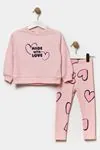 2-5 Yaş Wıth Love Kız Çocuk Taytlı Takım -Pembe-