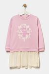 4-7 Yaş Around Love Kız Çocuk Sweat Elbise -Açık Leylak-