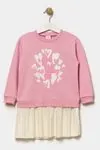 4-7 Yaş Around Love Kız Çocuk Sweat Elbise -Pudra-