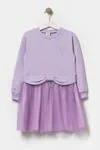 4-7 Yaş Love Prenses Kız Çocuk Sweat Elbise -Lila