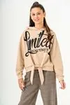 10-15 Yaş Limited Cool Design Kız Çocuk Eşofman Takım -Latte-