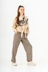 10-15 Yaş Limited Cool Design Kız Çocuk Eşofman Takım -Latte-