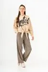 10-15 Yaş Limited Cool Design Kız Çocuk Eşofman Takım -Latte-