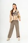 10-15 Yaş Limited Cool Design Kız Çocuk Eşofman Takım -Latte-