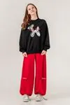 9-15 Yaş Magic Design Kız Çocuk Eşofman Takım -Siyah/Kırmızı