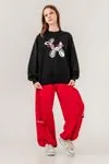 9-15 Yaş Magic Design Kız Çocuk Eşofman Takım -Siyah/Kırmızı