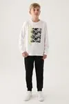 7-16 Yaş KAPPA Erkek Çocuk Sweat -Ekru-