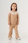 1-9 Yaş Firuze Cotto Lace Kız Çocuk Takım -Caramel-